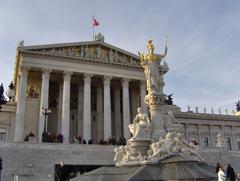 Austrian Parliament Building with the Pallas Athena statue in front