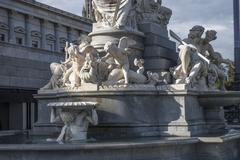 Fountain with figures at the Parliament Building in Vienna, Austria