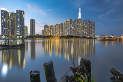 Landmark 81 building at dusk in Ho Chi Minh City