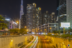 Landmark 81 in Ho Chi Minh City at night with bright lights