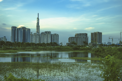 Landmark 81 viewed from Thu Thiem