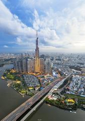 A panorama of the Landmark 81 skyscraper in Vietnam