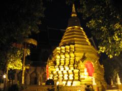 Night view of bustling street with colorful lanterns in Chiang Mai