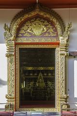 entrance door to the prayer hall of Wat Pan On, Chiang Mai