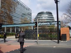 Newly resculpted Potters Fields Park behind City Hall in London