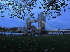 Tower Bridge at dusk from Potter Fields Park Southwark