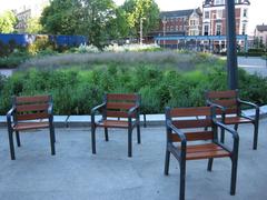 empty chairs at Potters Fields Park in London