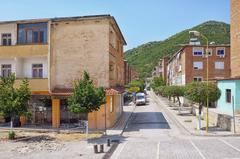 Residential houses from the Communist era in Poliçan, Albania