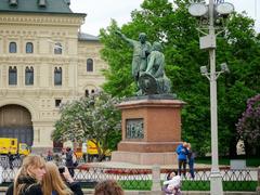 Tourists near Minin and Pozharsky Monument in Moscow