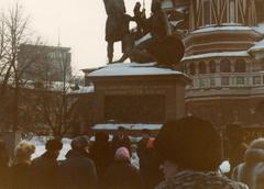 Moscow cityscape in 1982 with historical buildings and traffic