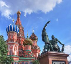 Minin and Pojarsky Monument in front of St Basil's Cathedral, Moscow