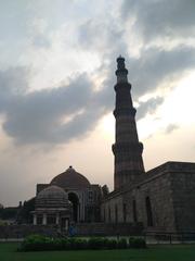 clear sky with a minaret and dome