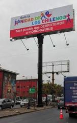 Billboard with COVID-19 message in San Miguel, Chile