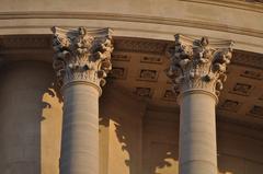 Upper columns detail of the Pantheon in Paris