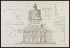 Scaffolding for repairs on the Pantheon after war damage