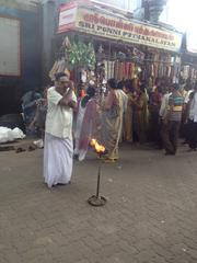 A devotee at Manakula Vinayagar Temple