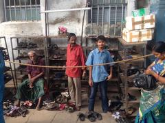 Devotee footwear stand at Manakula Vinayagar Temple