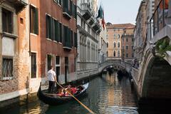 Gondolas in a Venice inner channel