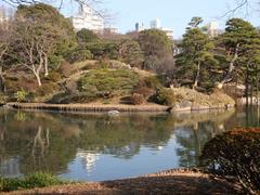 Naka-no-shima island in Rikugien Garden  view