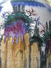 Painted vase at the Enlightened Heart Temple in Ipoh, Perak