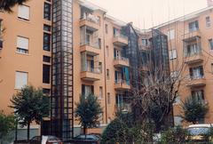 external elevators on Bentivogli street building