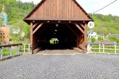 Radošov wooden bridge over Ohře river in Czech Republic