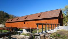 wooden covered bridge in Radošov