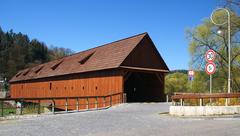 wooden covered bridge in Radošov