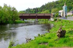 Radošov wooden bridge over Ohře River