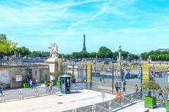 Gate of Jardin des Tuileries with Eiffel Tower in the background