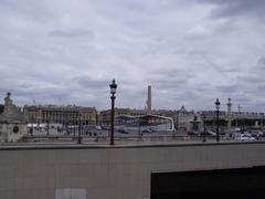 Luxor Obelisk at Place de la Concorde in Paris during Bastille Day preparations