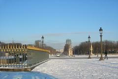 snowy Place de la Concorde in Paris