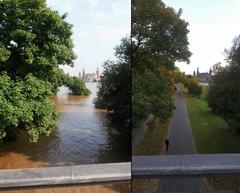 Comparison of the Elbe River in Dresden during and after the 2013 flood