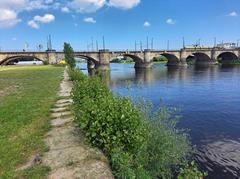 Elbtal Marienbrücke in Dresden with riverbank area