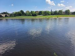 Elbtal, Dresden, view of Marienbrücke and riverbank