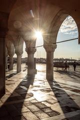 Doge's Palace against a blue sky in Venice