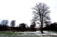 Copenhagen in winter with snow-covered Kongens Have