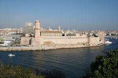 Fort Saint-Jean in Marseille from Pharo Garden view