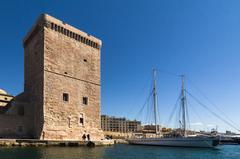 Fort Saint-Jean in Marseille under a clear sky in April 2017