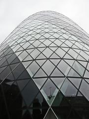 View upwards the belly of The Gherkin, London