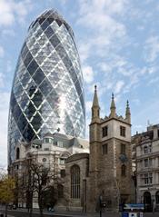 30 St Mary Axe and St Andrew Undershaft church, London