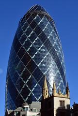 30 St Mary Axe and St Andrew Undershaft church in London