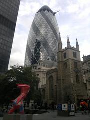 30 St Mary Axe and St Andrew Undershaft buildings in London