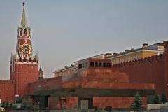 Lenin Mausoleum and Spasskaya Tower in Moscow Kremlin