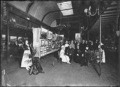 Group gathering in a room at Arcachon for a circular exhibition by the Photographic Section of the Army