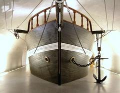 bow of the brigantine Anna at the Museum of the Sea in Genoa, Italy