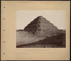 Step Pyramid at El Haram El Medarraga with people and donkeys in front