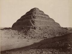 Step Pyramid at El Haram El Medarraga with people and donkeys in the foreground