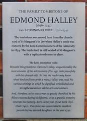 Plaque of Edmond Halley's tombstone in Greenwich, London