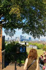 Greenwich Royal Observatory view towards Docklands highrises